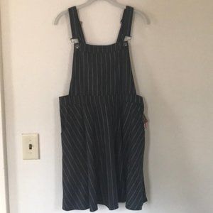 Plus Size Faded Black Pinstripe Overall Dress